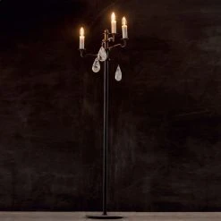 Robers Leuchten 3-flg. Stehleuchte old copper mit Bergkristall