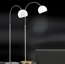 Fischer & Honsel Bogenleuchte klassisch, höhenverstellbar, Opalglas weiß, Metall: Nickel-matt o. Messing-matt