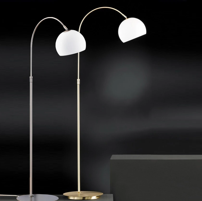 Fischer & Honsel Bogenleuchte klassisch, höhenverstellbar, Opalglas weiß, Metall: Nickel-matt o. Messing-matt 3 Fischer & Honsel Bogenleuchte klassisch, höhenverstellbar, Opalglas weiß, Metall: Nickel-matt o. Messing-matt