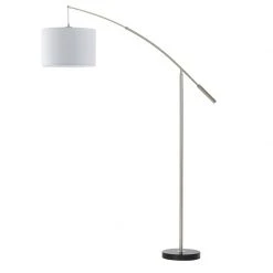 EGLO Bogenleuchte, textiler Schirm weiß mit Klettverschluss