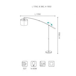 EGLO Bogenleuchte, textiler Schirm weiß mit Klettverschluss -Stehleuchten Verkaufsgeschäft bogenleuchtetextiler schirm weimit klettverschluss 70570neu3 eglo 92206