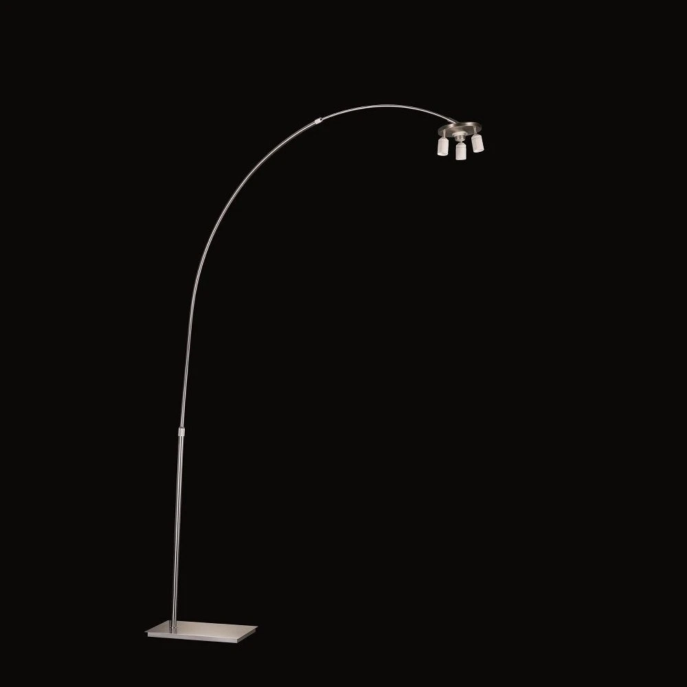 Fischer & Honsel Bogenstehleuchte Stehlampe, mit Fußdimmer, 3x E27 Fassung, für Stoffschirme Textilschirme, Nickel-matt 3 Fischer & Honsel Bogenstehleuchte Stehlampe, mit Fußdimmer, 3x E27 Fassung, für Stoffschirme Textilschirme, Nickel-matt