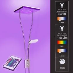 LHG Lights Deckenfluter LED mit RGB Farbwechsel | Stehleuchte inkl. Fernbedienung | Stehlampe + Leselampe | Fluter mit 1x LED-Board 4W 350lm 3000K | Leuchte dimmbar -Stehleuchten Verkaufsgeschäft deckenfluter led mit rgb 12570515 lhg 127745