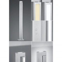B-Leuchten dimmbare eckige LED Stehleuchte mit CCT-Lichtfarbsteuerung eloxiert Stehlampe silber Schalter