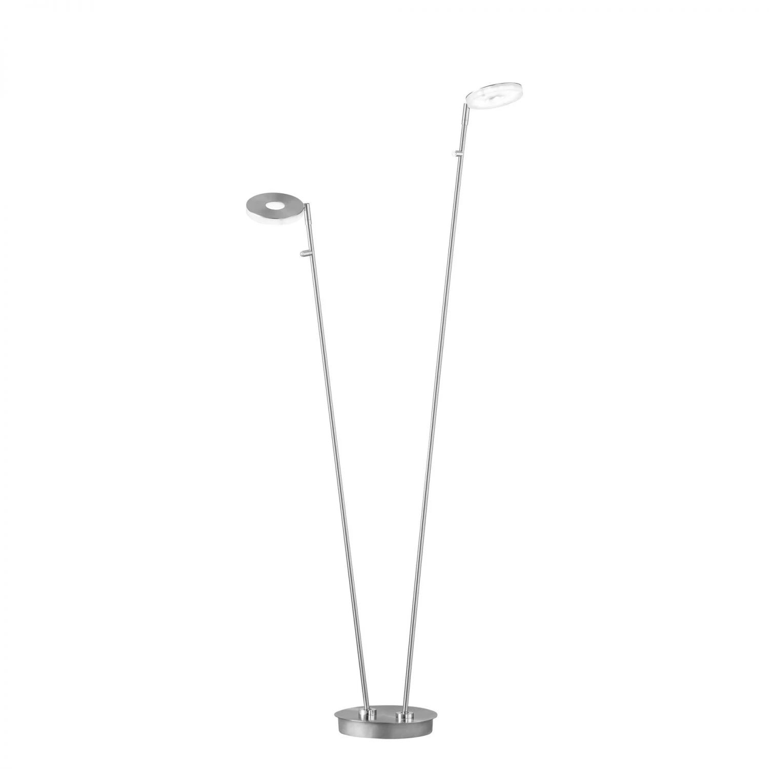 Fischer & Honsel dimmbare LED Stehleuchte mit CCT-Lichtfarbsteuerung 2-flammige Stehlampe nickel chrom mit Schalterr 135 cm 2 Fischer & Honsel dimmbare LED Stehleuchte mit CCT-Lichtfarbsteuerung 2-flammige Stehlampe nickel chrom mit Schalterr 135 cm