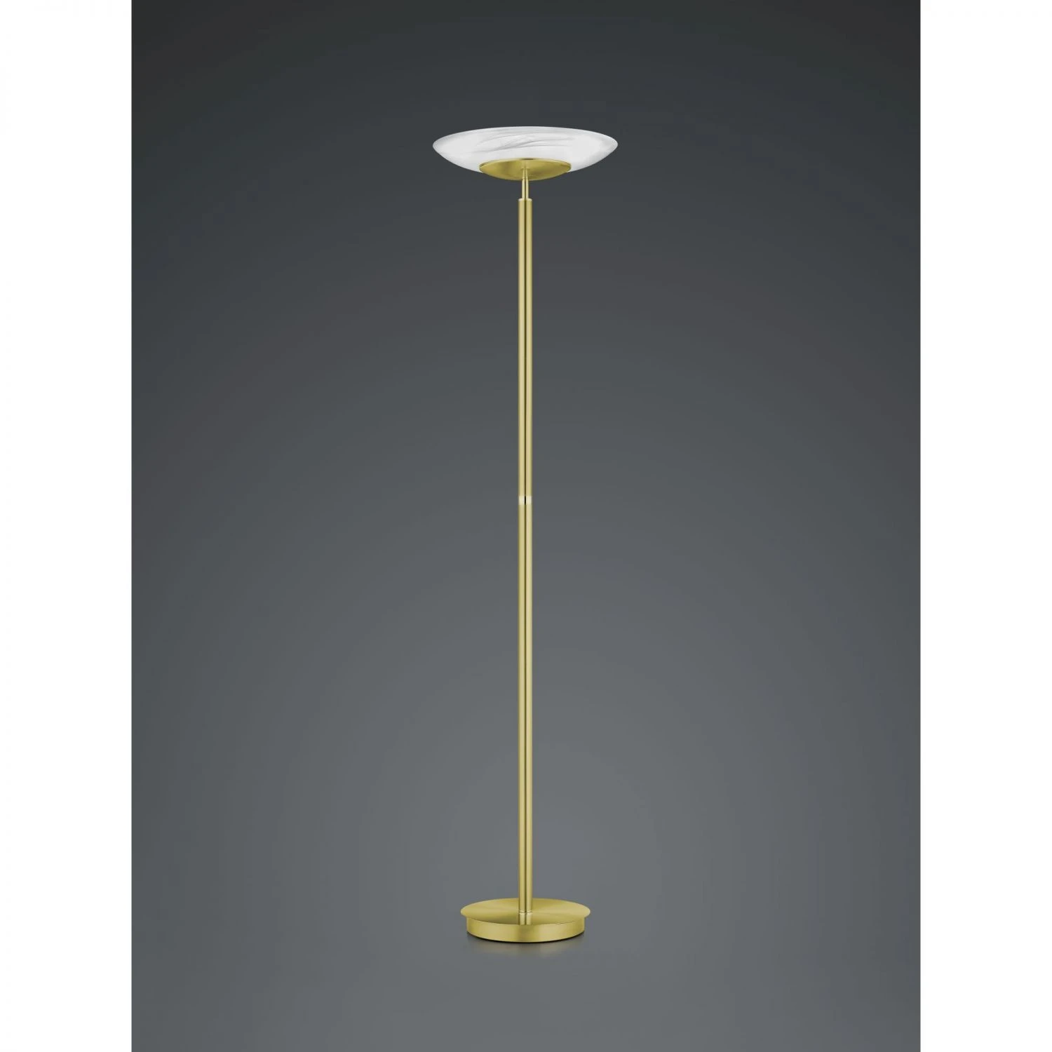 B-Leuchten dimmbare runde LED Deckenfluter Fluter Stehleuchte mit Glas Alabaster matt Stehlampe messing mit Schalter ø 42 cm 4 B-Leuchten dimmbare runde LED Deckenfluter Fluter Stehleuchte mit Glas Alabaster matt Stehlampe messing mit Schalter ø 42 cm – Bild 2