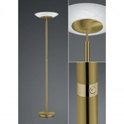 B-Leuchten dimmbare runde LED Deckenfluter Fluter Stehleuchte mit Glas Alabaster Stehlampe messing mit Schalter ø 42 cm
