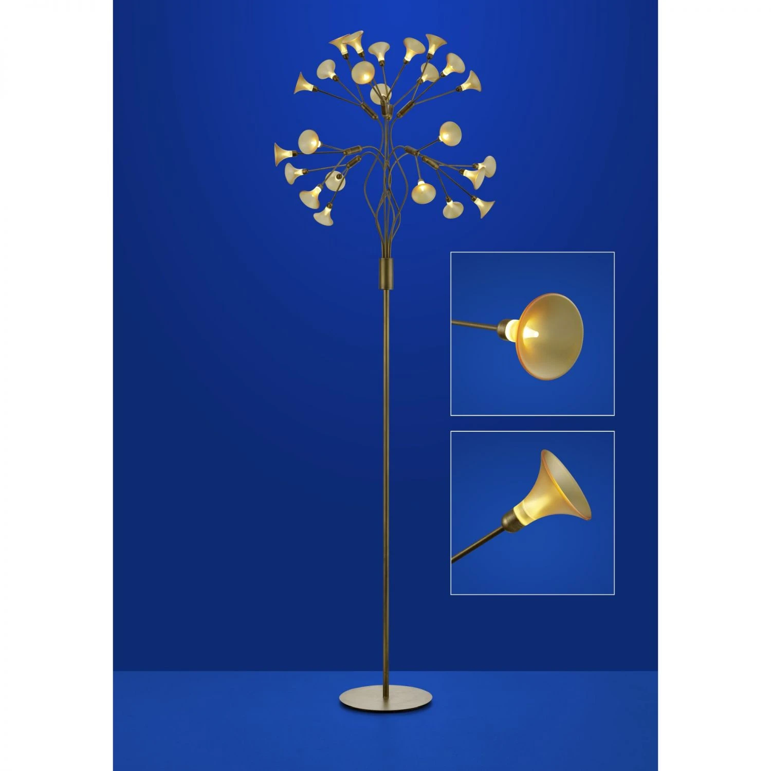 B-Leuchten dimmbare runde LED Stehleuchte Stehlampe messing mit Schalter ø 70 cm 3 B-Leuchten dimmbare runde LED Stehleuchte Stehlampe messing mit Schalter ø 70 cm