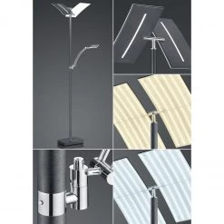 B-Leuchten dimmbare schwenkbare eckige LED Deckenfluter Fluter Stehleuchte mit CCT-Lichtfarbsteuerung eloxiert Stehlampe silber Schalter