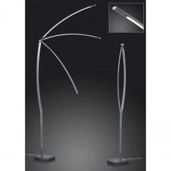 B-Leuchten dimmbare schwenkbare höhenverstellbare LED Stehleuchte matt Stehlampe nickel und chrom mit Schalter