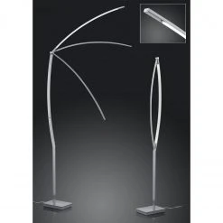 B-Leuchten dimmbare schwenkbare höhenverstellbare LED Stehleuchte matt Stehlampe nickel und chrom mit Schalter