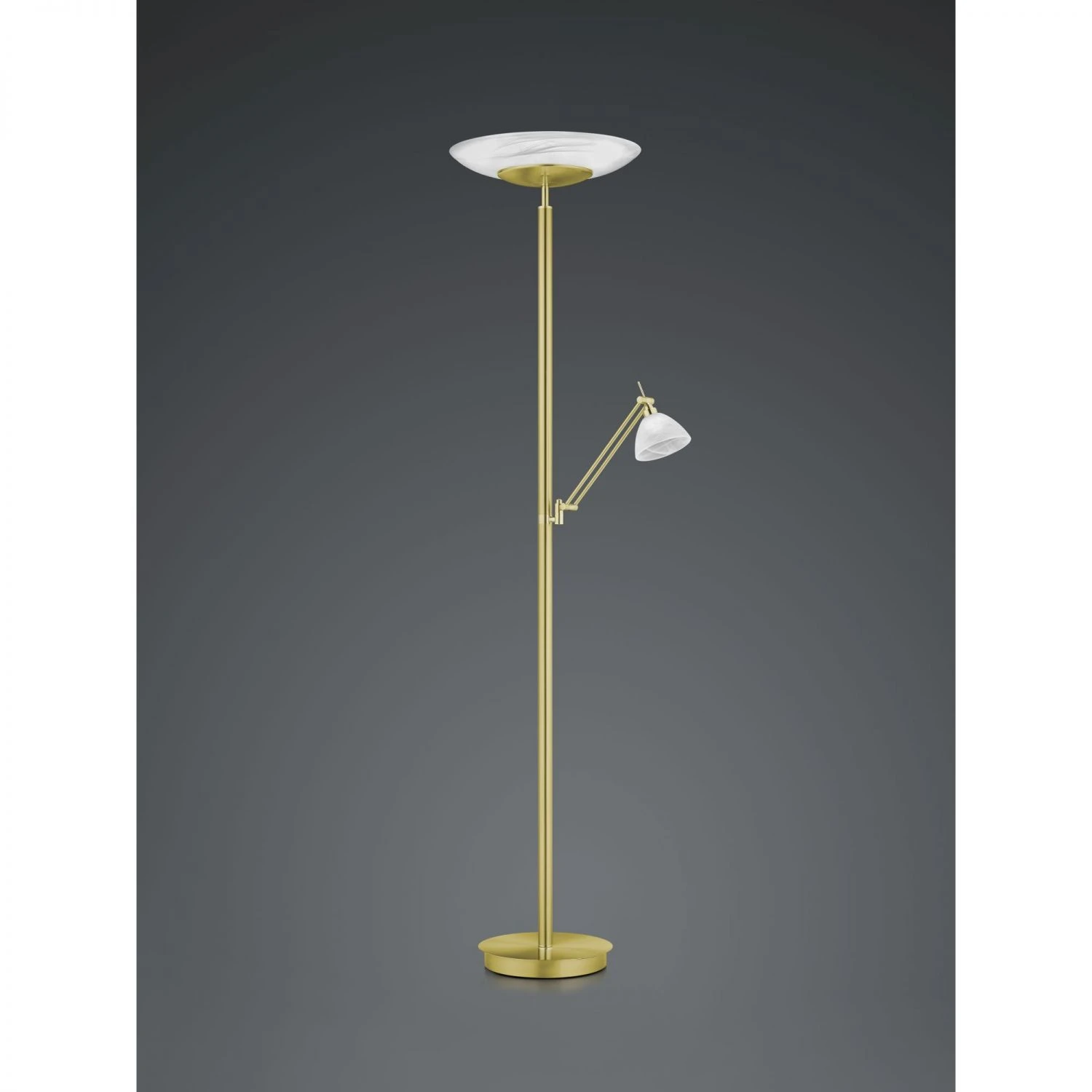 B-Leuchten dimmbare schwenkbare runde LED Deckenfluter Fluter Stehleuchte mit Glas Alabaster matt blank Stehlampe messing mit Schalter ø 42 cm 4 B-Leuchten dimmbare schwenkbare runde LED Deckenfluter Fluter Stehleuchte mit Glas Alabaster matt blank Stehlampe messing mit Schalter ø 42 cm – Bild 2