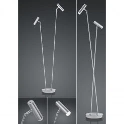 B-Leuchten dimmbare schwenkbare zylindrische LED Stehleuchte matt Stehlampe nickel und chrom