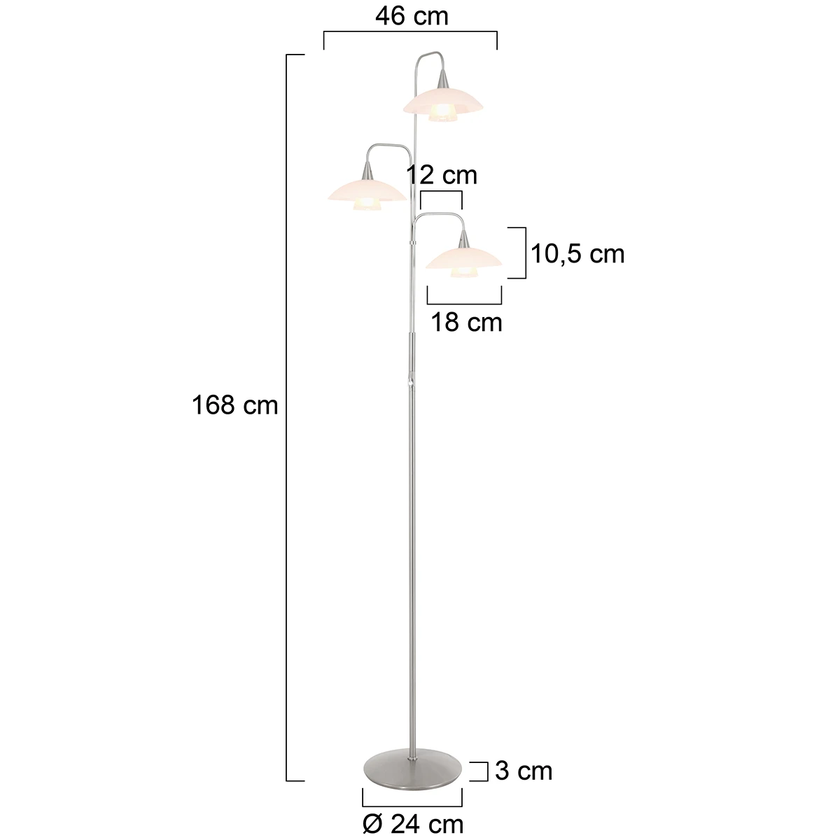 Steinhauer dimmbare Stehleuchte mit Pulsdimmer und halbrunden Glasschirmen matt silber 3-flammige Stehlampe Höhe 171 cm 8 Steinhauer dimmbare Stehleuchte mit Pulsdimmer und halbrunden Glasschirmen matt silber 3-flammige Stehlampe Höhe 171 cm – Bild 6