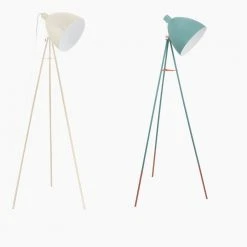 EGLO Dreibein Stehleuchte im Retro-Design Sandfarben oder Mint