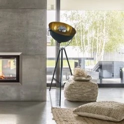 Steinhauer Dreibein Stehleuchte, Tripod in schwarz gold, drehbarer Schirm, Studio, Schalter am Schirm -Stehleuchten Verkaufsgeschäft dreibein stehleuchtetripod schwarz golddrehbarer 7679ZW 3 steinhauer 7679zw