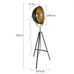 Steinhauer Dreibein Stehleuchte, Tripod in schwarz gold, drehbarer Schirm, Studio, Schalter am Schirm -Stehleuchten Verkaufsgeschäft dreibein stehleuchtetripod schwarz golddrehbarer 7679ZW 7 steinhauer 7679zw
