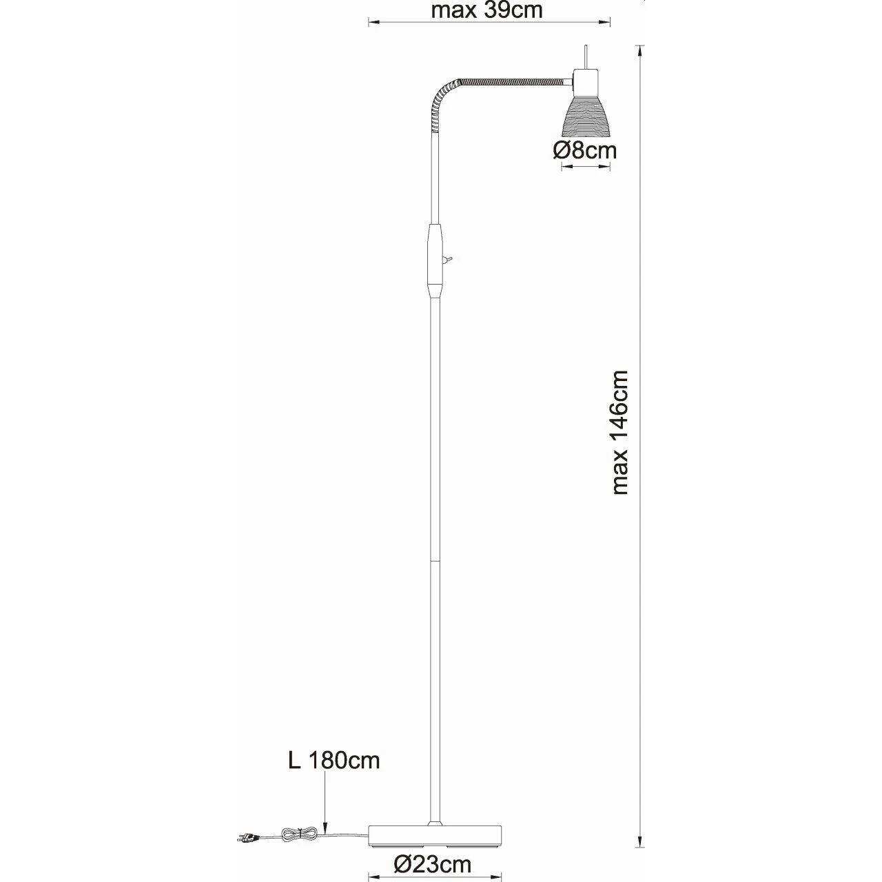GLOBO E14 Stehleuchte aus Glas matt 1 Rohr Flexo Kabel 18 m Stehlampe weiß mit Schalter 4 GLOBO E14 Stehleuchte aus Glas matt 1 Rohr Flexo Kabel 18 m Stehlampe weiß mit Schalter – Bild 2