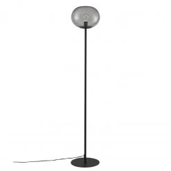 Nordlux E27 Stehleuchte aus Glas skandinavische Stehlampe rauchfarben und Schwarz mit Schalter ø 275 cm