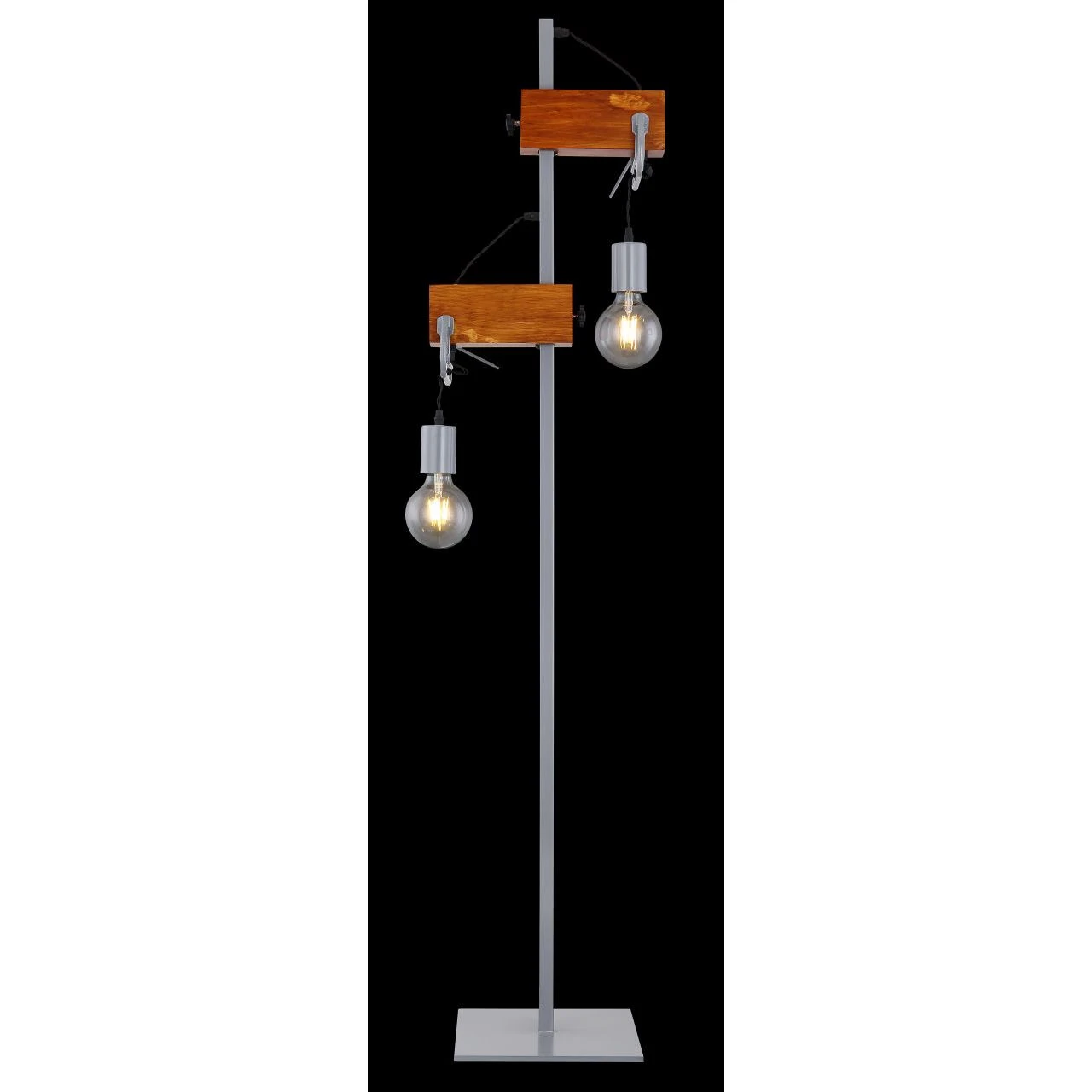 GLOBO E27 Stehleuchte aus Holz schwarzes Textilkabel Metall verzinkt mit Schraubzwinge 2-flammige Stehlampe antik Schalter 9 GLOBO E27 Stehleuchte aus Holz schwarzes Textilkabel Metall verzinkt mit Schraubzwinge 2-flammige Stehlampe antik Schalter – Bild 7