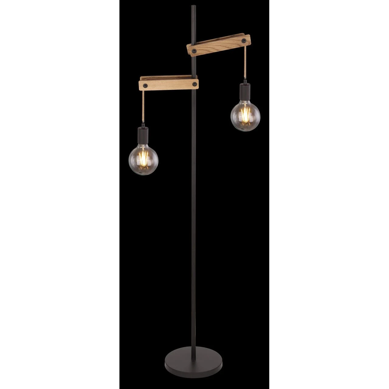 GLOBO E27 Stehleuchte aus Holz und Hanfseil matt ohne Schirm e Kabel 18 m 2-flammige Stehlampe schwarz natur mit Schalter 5 GLOBO E27 Stehleuchte aus Holz und Hanfseil matt ohne Schirm e Kabel 18 m 2-flammige Stehlampe schwarz natur mit Schalter – Bild 3