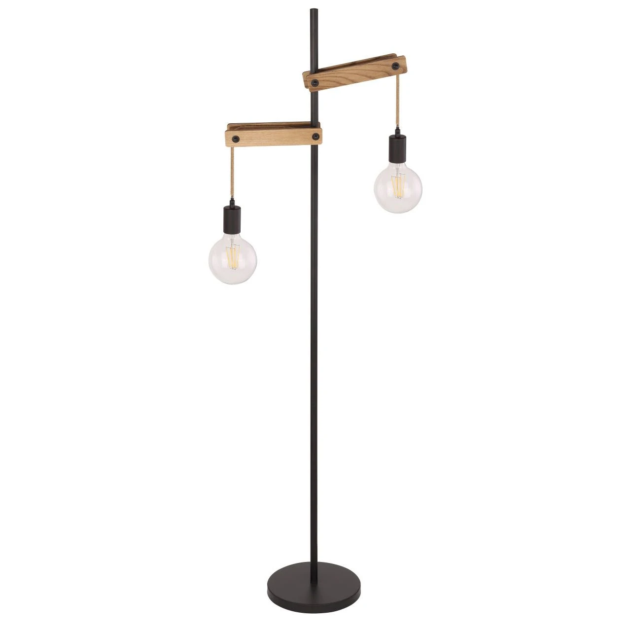 GLOBO E27 Stehleuchte aus Holz und Hanfseil matt ohne Schirm e Kabel 18 m 2-flammige Stehlampe schwarz natur mit Schalter 6 GLOBO E27 Stehleuchte aus Holz und Hanfseil matt ohne Schirm e Kabel 18 m 2-flammige Stehlampe schwarz natur mit Schalter – Bild 4