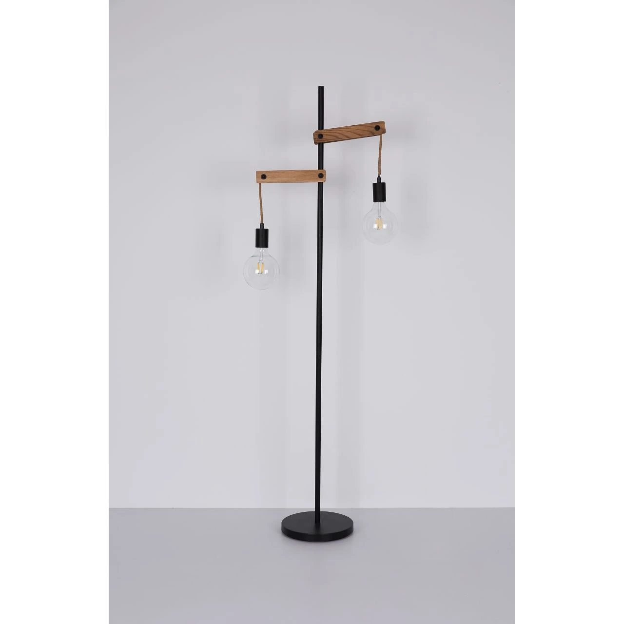 GLOBO E27 Stehleuchte aus Holz und Hanfseil matt ohne Schirm e Kabel 18 m 2-flammige Stehlampe schwarz natur mit Schalter 4 GLOBO E27 Stehleuchte aus Holz und Hanfseil matt ohne Schirm e Kabel 18 m 2-flammige Stehlampe schwarz natur mit Schalter – Bild 2