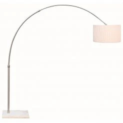 GLOBO E27 Stehleuchte aus Marmor und Plissee mattStehlampe weiß mit Schalter