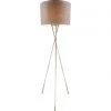 GLOBO E27 Stehleuchte aus Stoff matt Tripod Kabel: 18m Stehlampe grau mit Schalter ø 62 cm