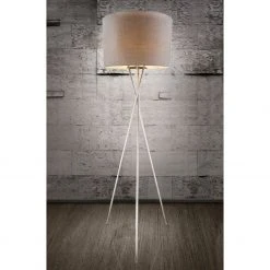 GLOBO E27 Stehleuchte aus Stoff matt Tripod Kabel: 18m Stehlampe grau mit Schalter ø 62 cm -Stehleuchten Verkaufsgeschäft e27 stehleuchte aus stoff 15185S1am1280x1280 globo 15185s1