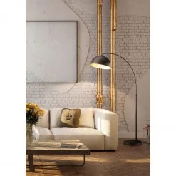 Fischer & Honsel E27 Stehleuchte Bogenleuchte mit Metallschirm schwarz innen gold Stehlampe mit Schalter -Stehleuchten Verkaufsgeschäft e27 stehleuchte bogenleuchte mit 40358bMilieu fischerhonsel 40358