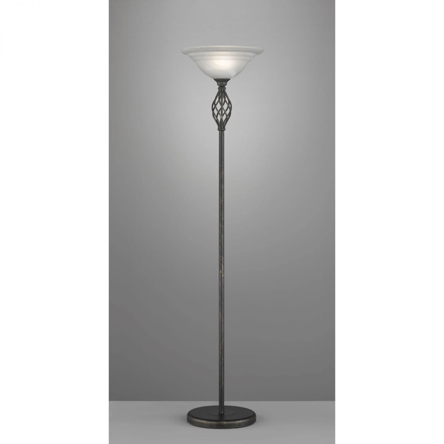 Fischer & Honsel E27 Stehleuchte mit Alabaster Glasschirm im Landhaus-Stil Stehlampe weiß schwarz antik mit Schalter ø 40 cm x 180 cm 4 Fischer & Honsel E27 Stehleuchte mit Alabaster Glasschirm im Landhaus-Stil Stehlampe weiß schwarz antik mit Schalter ø 40 cm x 180 cm – Bild 2