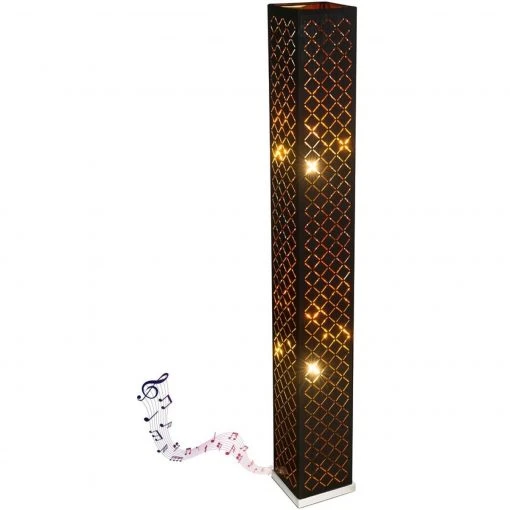 GLOBO eckige E27 Stehleuchte aus Stoff matt Blattgold-Optik quadratisch Kabel 18m mit Dekorstanzungen mit 5W Lautsprecher 2-flammige Stehlampe schwarz und mit Schalter -Stehleuchten Verkaufsgeschäft eckige e27 stehleuchte aus 15229S2Lmus1280x1280 globo 15229s2l