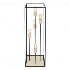 GLOBO eckige E27 Stehleuchte aus Holz matt quadratisch Metallrahmen mit Holzdekor 5-flammige Stehlampe schwarz und natur Schalter -Stehleuchten Verkaufsgeschäft eckige e27 stehleuchte aus 15477Sc1280x1280 globo 15477s