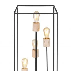 GLOBO eckige E27 Stehleuchte aus Holz matt quadratisch Metallrahmen mit Holzdekor 5-flammige Stehlampe schwarz und natur Schalter -Stehleuchten Verkaufsgeschäft eckige e27 stehleuchte aus 15477Se1280x1280 globo 15477s