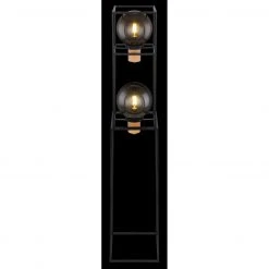 GLOBO eckige Stehleuchte aus Holz matt skandinavische rechteckig Käfig innen mit Kugeln schwarze Textilkabel Kugel-DM:20cm Kabel 18m 2-flammige Stehlampe rauch Schalter -Stehleuchten Verkaufsgeschäft eckige stehleuchte aus holz 33814 2Scx1280x1280 globo 338142s