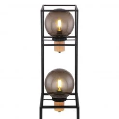GLOBO eckige Stehleuchte aus Holz matt skandinavische rechteckig Käfig innen mit Kugeln schwarze Textilkabel Kugel-DM:20cm Kabel 18m 2-flammige Stehlampe rauch Schalter -Stehleuchten Verkaufsgeschäft eckige stehleuchte aus holz 33814 2Se1280x1280 globo 338142s