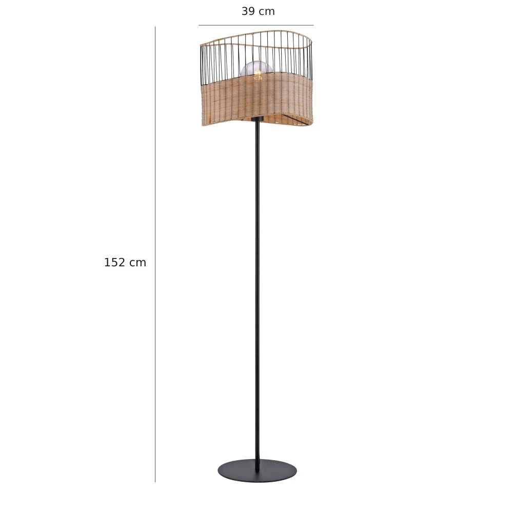 Leuchten Direkt Eisen Stehleuchte geflochten mit Fußschalter, rustikale Korbleuchte schwarz, ca. 150 cm 6 Leuchten Direkt Eisen Stehleuchte geflochten mit Fußschalter, rustikale Korbleuchte schwarz, ca. 150 cm – Bild 4