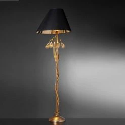 FERRO LUCE Erlesene Stehleuchte - Blattgold Weiß - Transparente Kristalle