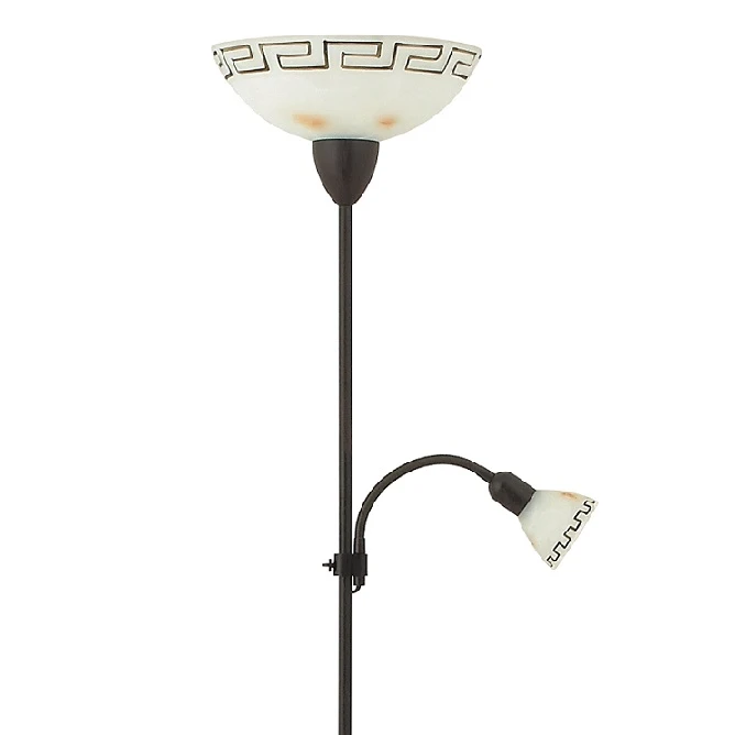 Rabalux Fluter mit Leselicht, Metall in rostbraun Glas mit Mäander-Band 2 Rabalux Fluter mit Leselicht, Metall in rostbraun Glas mit Mäander-Band