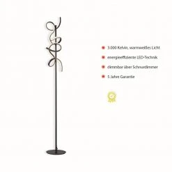 Leuchten Direkt Geschwungen schwarze LED Stehleuchte Höhe 156 cm, dimmbar über Schnurdimmer 11 Leuchten Direkt Geschwungen schwarze LED Stehleuchte Höhe 156 cm, dimmbar über Schnurdimmer -Stehleuchten Verkaufsgeschäft geschwungen schwarze led stehleuchte 19031 183 leuchtendirekt 1903118