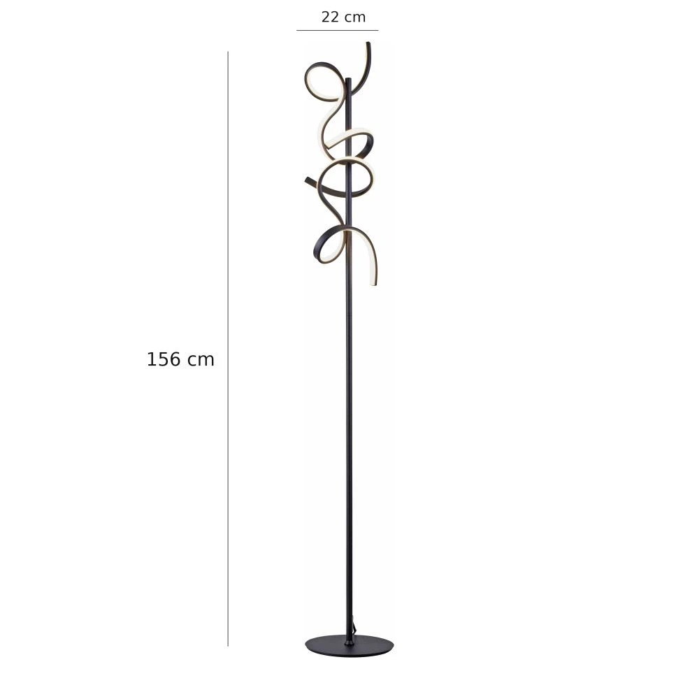 Leuchten Direkt Geschwungen schwarze LED Stehleuchte Höhe 156 cm, dimmbar über Schnurdimmer 6 Leuchten Direkt Geschwungen schwarze LED Stehleuchte Höhe 156 cm, dimmbar über Schnurdimmer – Bild 4