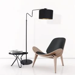 Steinhauer höhenverstellbare Hotel-Stehleuchte mit Stoffschirm, schwarz gold, Schnurschalter, E27 -Stehleuchten Verkaufsgeschäft hhenverstellbare hotelstehleuchte mit stoffschirmschwarz 2132ZW 2 steinhauer 2132zw