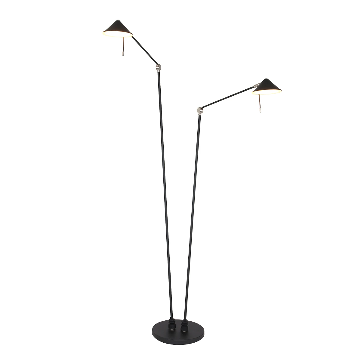 Steinhauer Höhenverstellbare Stehleuchte mit 2 schwenkbaren Lesearmen, 2-flammig, dimmbar, CCT - Dim-to-Warm-Funktion, inkl. LED 2x 7W 4 Steinhauer Höhenverstellbare Stehleuchte mit 2 schwenkbaren Lesearmen, 2-flammig, dimmbar, CCT - Dim-to-Warm-Funktion, inkl. LED 2x 7W – Bild 2