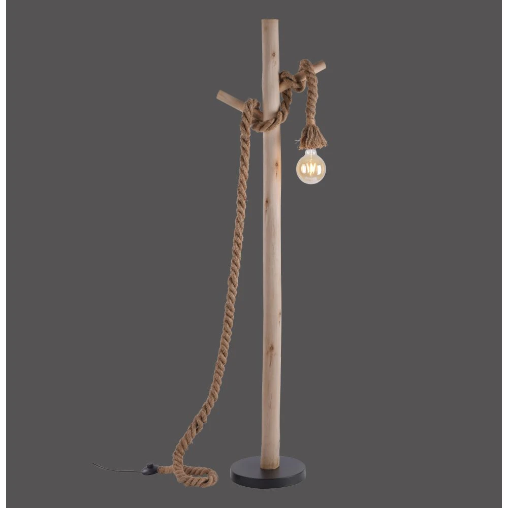 Leuchten Direkt Holzbalken Standleuchte mit gedrehtem Seil und Fußschalter, Vintage Filament Seil-Leuchte 4 Leuchten Direkt Holzbalken Standleuchte mit gedrehtem Seil und Fußschalter, Vintage Filament Seil-Leuchte – Bild 2