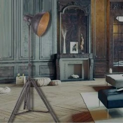 Leuchten Direkt Industrie-Style Tripod Leuchte Samia Höhe 220cm, dreibeinig, Stativleuchte