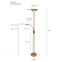 Steinhauer klassischer LED Deckenfluter mit ausrichtbarem Lesearm, dimmbar per Drehdimmer, bronze o. silber, inkl. LED 23W + 6W -Stehleuchten Verkaufsgeschäft klassischer led deckenfluter mit 7500BR 7 steinhauer 7500br