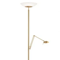 Knapstein LED-Deckenfluter mit weißem Glasschirm, mit Lesearm