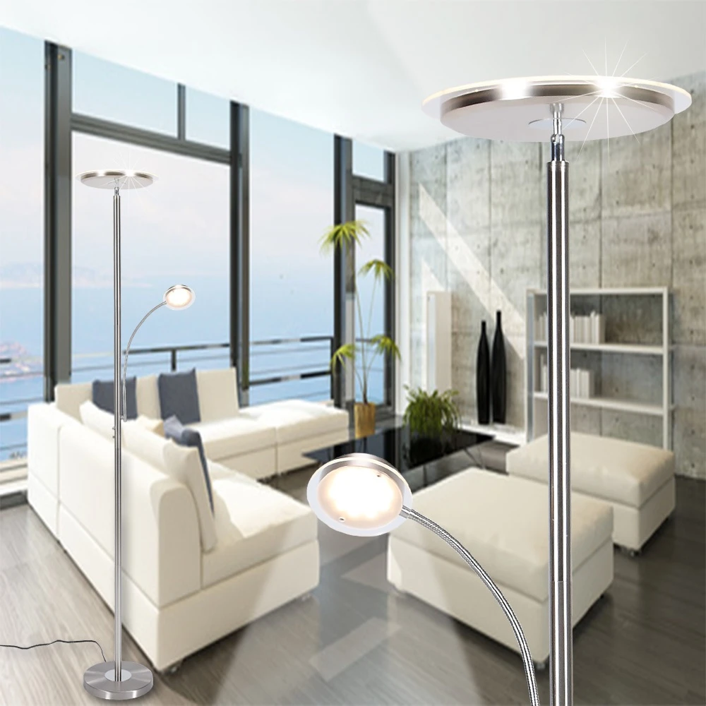 Leuchten Direkt LED Deckenfluter, mit Lesearm, Tastdimmer, Höhe 180cm, modern 3 Leuchten Direkt LED Deckenfluter, mit Lesearm, Tastdimmer, Höhe 180cm, modern