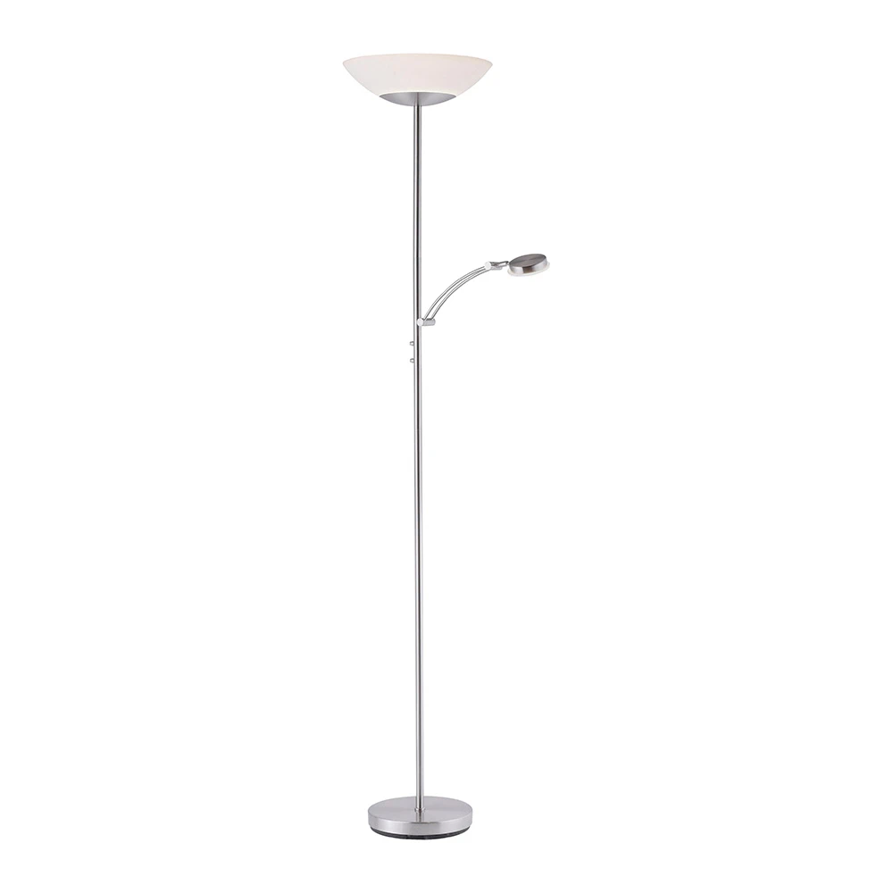 Paul Neuhaus LED Standleuchte silber o. messing dimmbar 2-flammig, Lesearm schwenkbar, Glas Deckenfluter, 181 cm 3 Paul Neuhaus LED Standleuchte silber o. messing dimmbar 2-flammig, Lesearm schwenkbar, Glas Deckenfluter, 181 cm